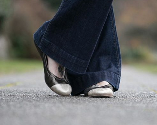 Emma Flats Gunmetal and Gold for Women