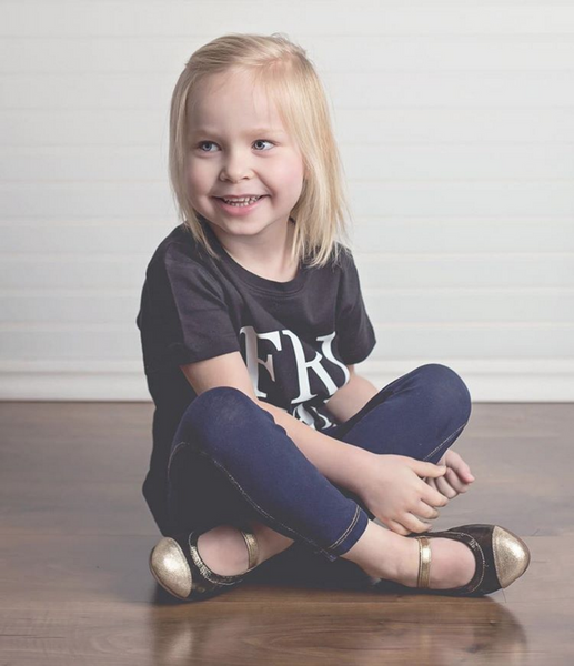 Emma Flats Gunmetal and Gold for Girls