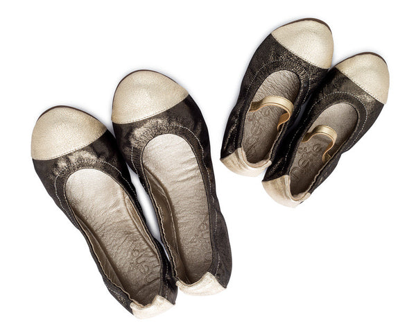 Emma Flats Gunmetal and Gold for Girls
