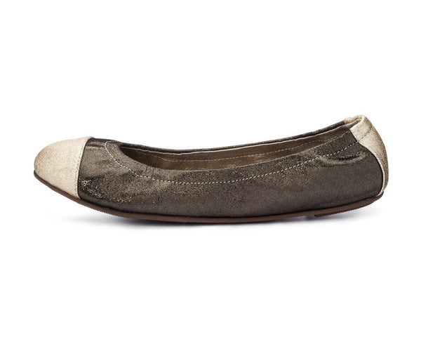 Emma Flats Gunmetal and Gold for Women