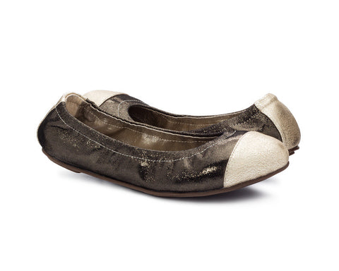 Emma Flats Gunmetal and Gold for Women