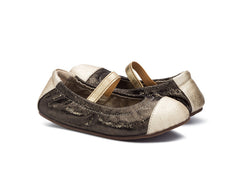 Emma Flats Gunmetal and Gold for Girls