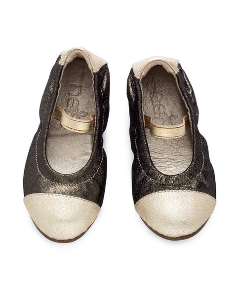 Emma Flats Gunmetal and Gold for Girls
