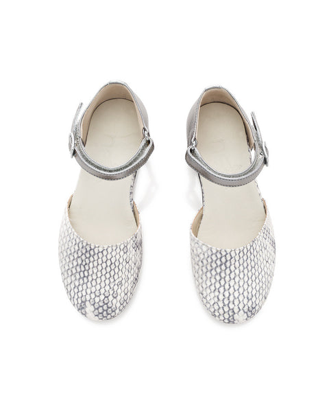 Reese D'Orsay Snake and Pewter for Girls - Made in Italy