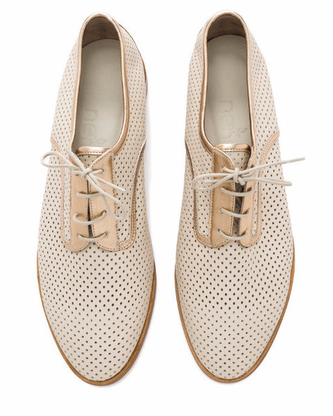 Lesly Derby Vanilla Gold for Women - Made in Italy