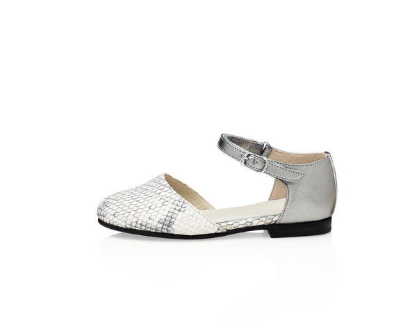 Reese D'Orsay Snake and Pewter for Girls - Made in Italy